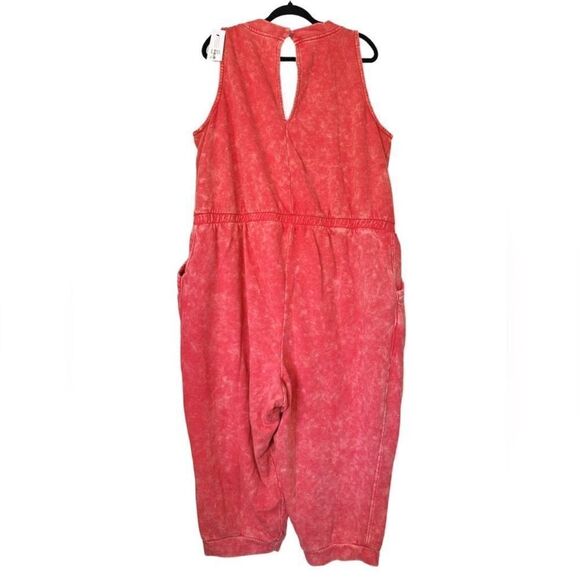 Lane Bryant Livi Sleeveless French Terry Jumpsuit Hibiscus Plus Size 22/24 NWT - Picture 3 of 8